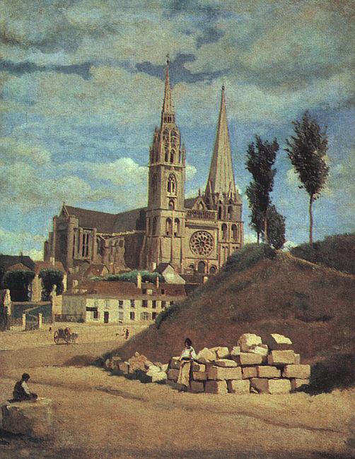  Jean Baptiste Camille  Corot Chartres Cathedral oil painting image